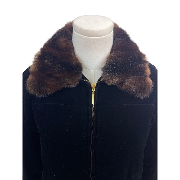 Jones New York Black Velvet Jacket W/ Collar & Gold Zippered Pockets - Picture 5 of 9